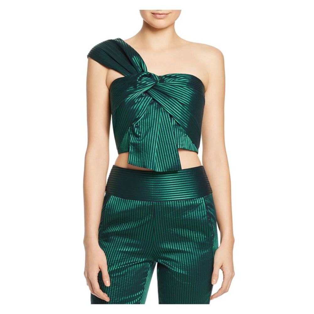 MASON Womens Green Striped Party Top Size: 0